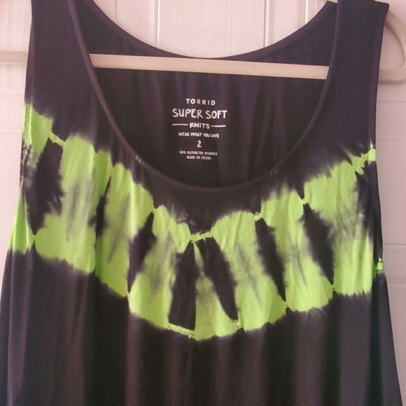 Torrid 2X  New Black/Neon Tie Dye Super Soft Hi Lo Maxi Dress w/Pockets - Picture 3 of 7